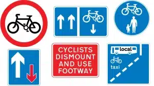A selection of UK cycle related road signs