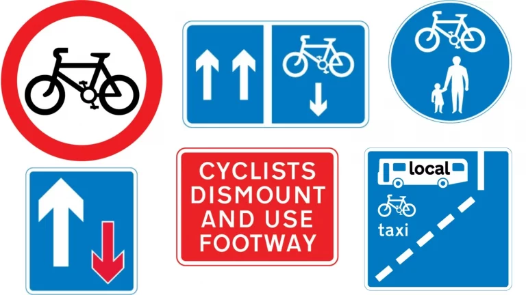 A selection of UK cycle related road signs