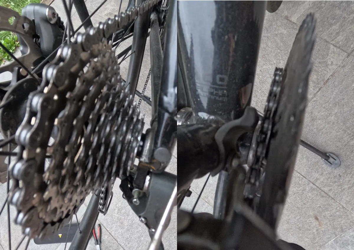 Shows front and rear derailer in the lowest gear, perfect for removing the wheel
